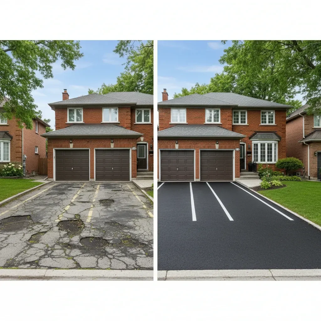 Paving contractor transformation - before and after by Legacy Landscaping Etobicoke in Etobicoke